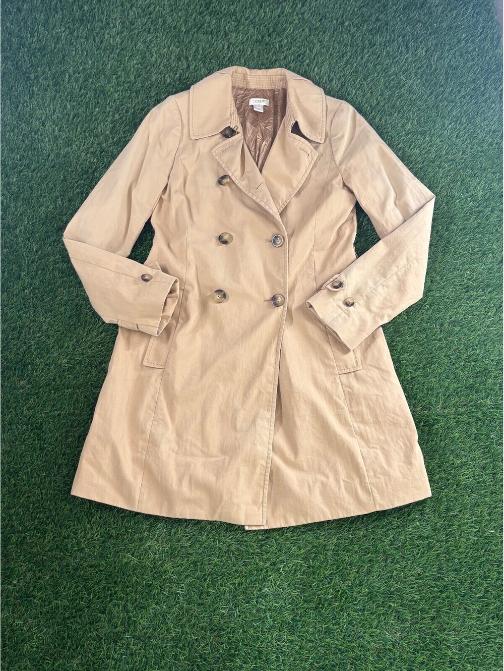 J.Crew 2000s Beige Cotton Trench Coat, Women’s 0